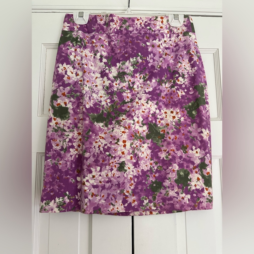 J crew No 2 pencil skirt Floral Purple 4